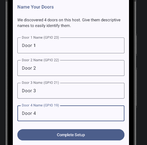 Name Your Doors form listing 4 discovered doors with editable names